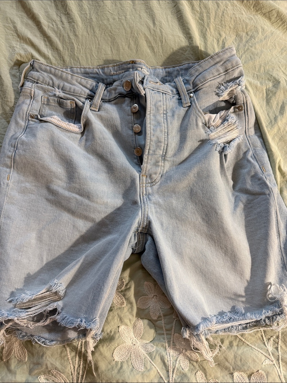 Old Navy Light Blue Distressed Denim Jean Shorts